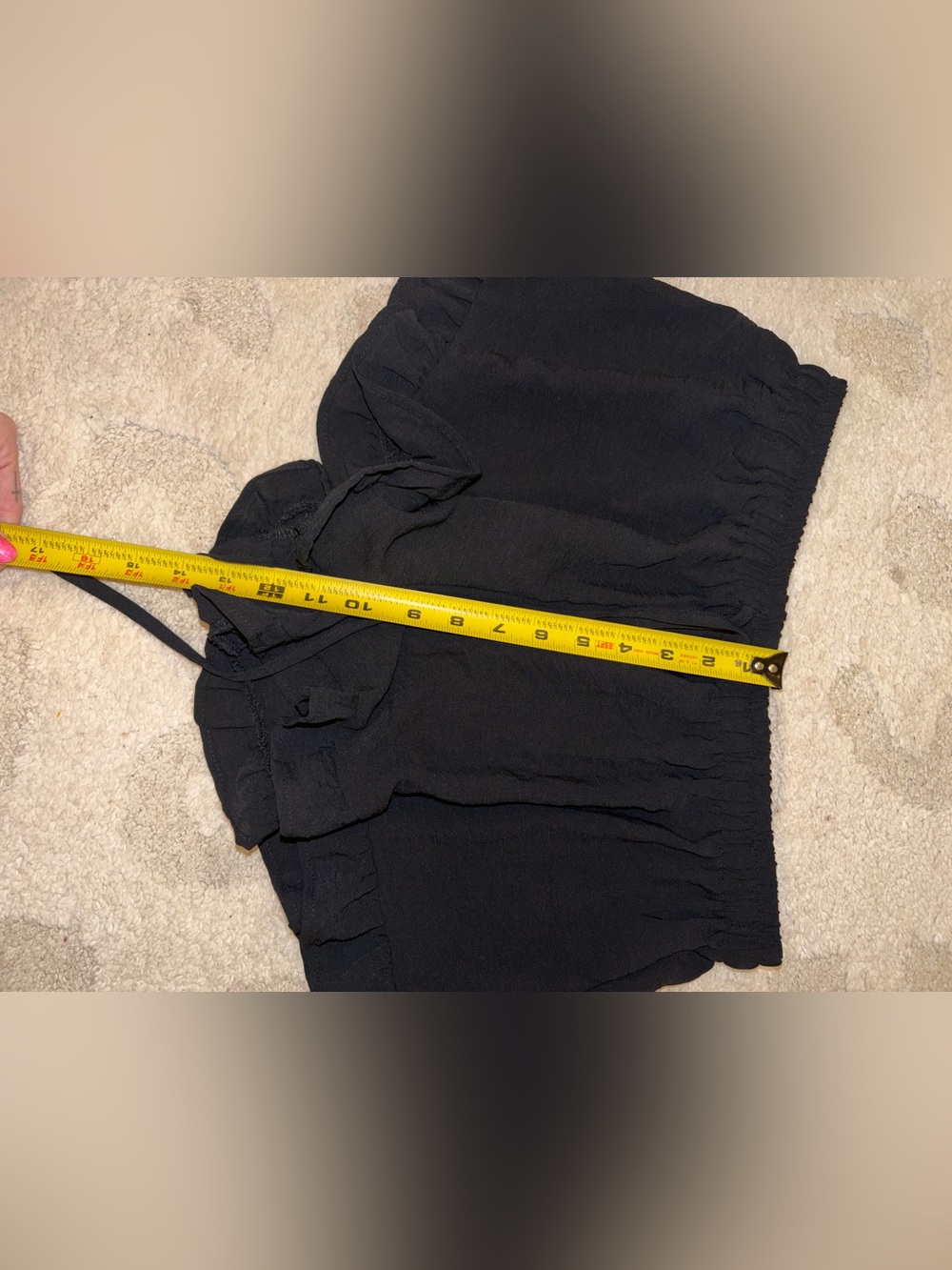 Black Sheer Ruffle Drawstring Lounge Shorts - Picture 5 of 6